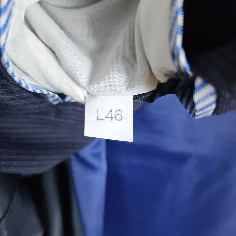 Tommy Hilfiger Men's Blazer Navy Blue Size 46L Pinstripes 2-Button 100%‎ Wool